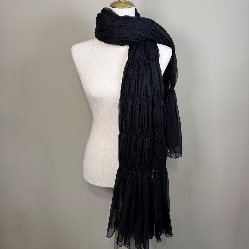 Black Multi-Tier Ruched Scarf Whimsigoth 90's Grunge Witchy Goth